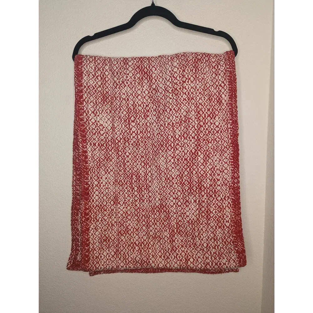 Cynthia Rowley NWOT Cotton Blend Sparkle Holiday Scarf Red White Reversible Chic